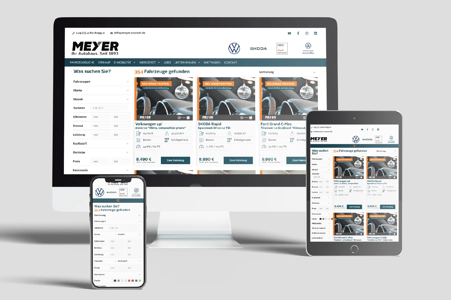 Autohaus Meyer: Website mit Live-Fahrzeugbestand und Google Ads