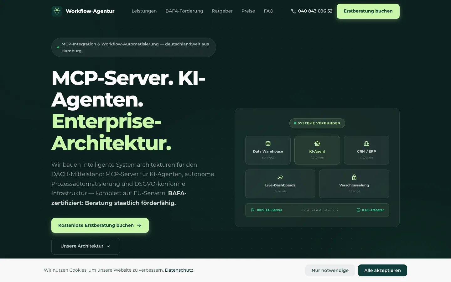 Startseite von workflow-agentur.com, der Schwesteragentur für KI-Automatisierung