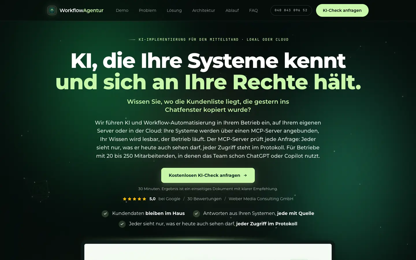 Startseite von workflow-agentur.com, der Schwesteragentur für KI-Automatisierung