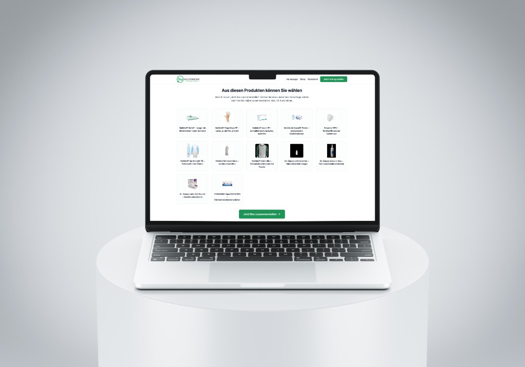 Hilfswerk Website-Mockup auf Laptop